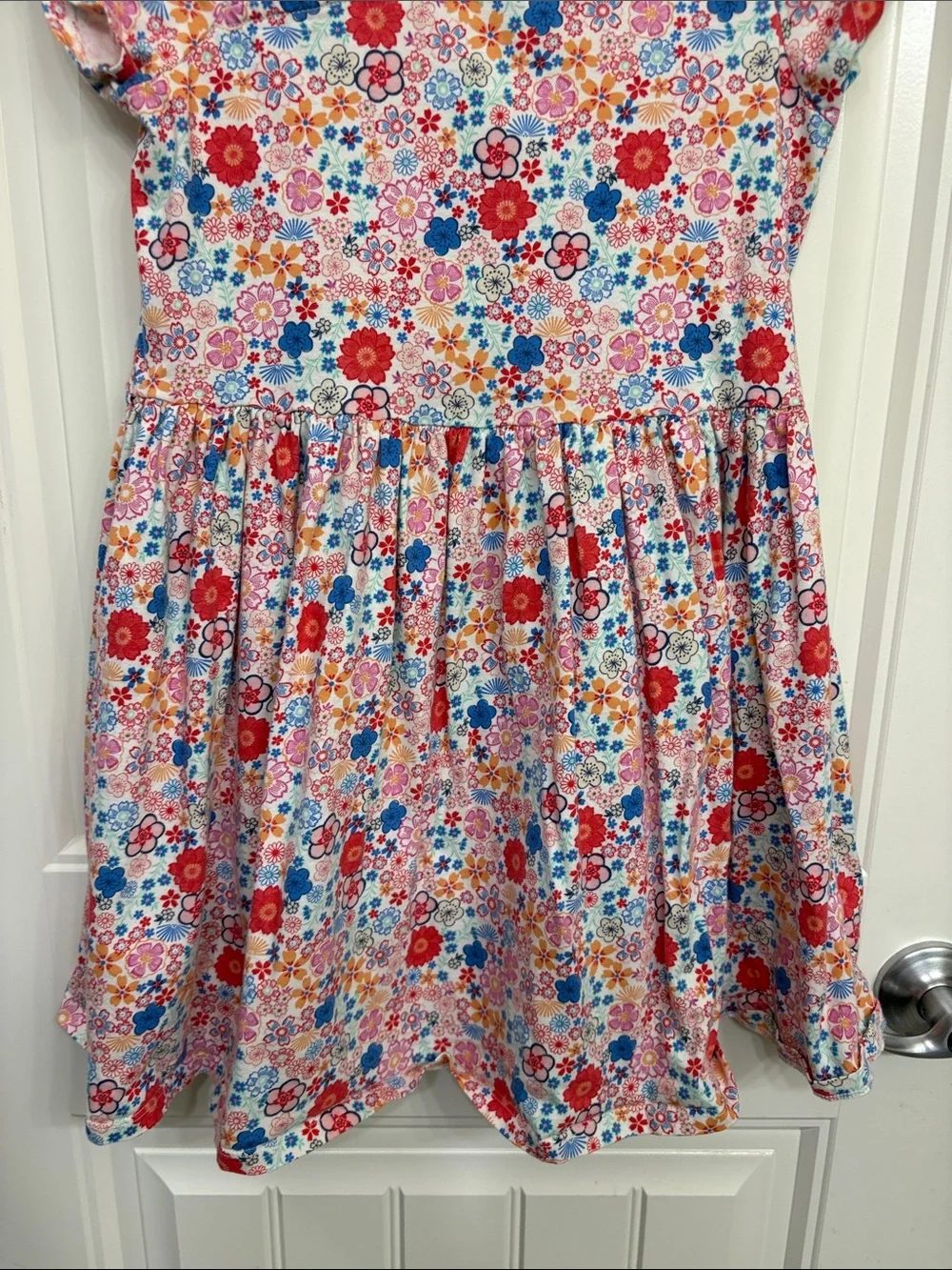 Tea Girls Floral Cap Sleeve Dress - Pink Multi